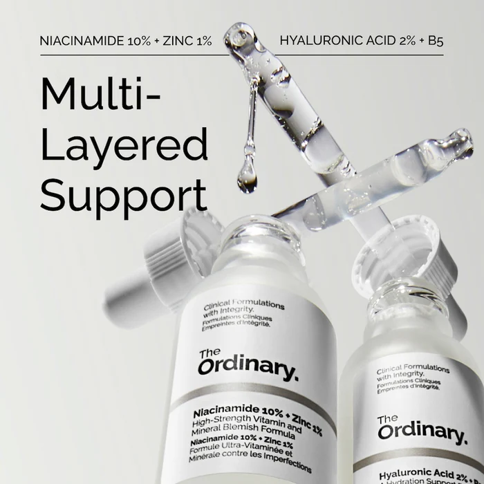Kit Facial Treatment : Niacinamide 10% [30ml] + Zinc 1% & Acide Hyaluronique 2% + B5 [30ml]- The ordinary - Beauty Care