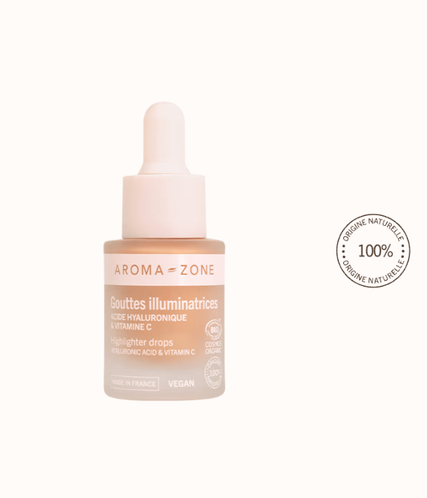 Gouttes Illuminatrices BIO Aroma Zone – Vitamine C & Acide Hyaluronique | Livraison 24h Maroc